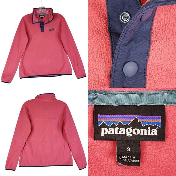 Patagonia Jacket Women’s Size Small S Pink Fleece Pullover Mock Neck Long Sleeve - Picture 1 of 11